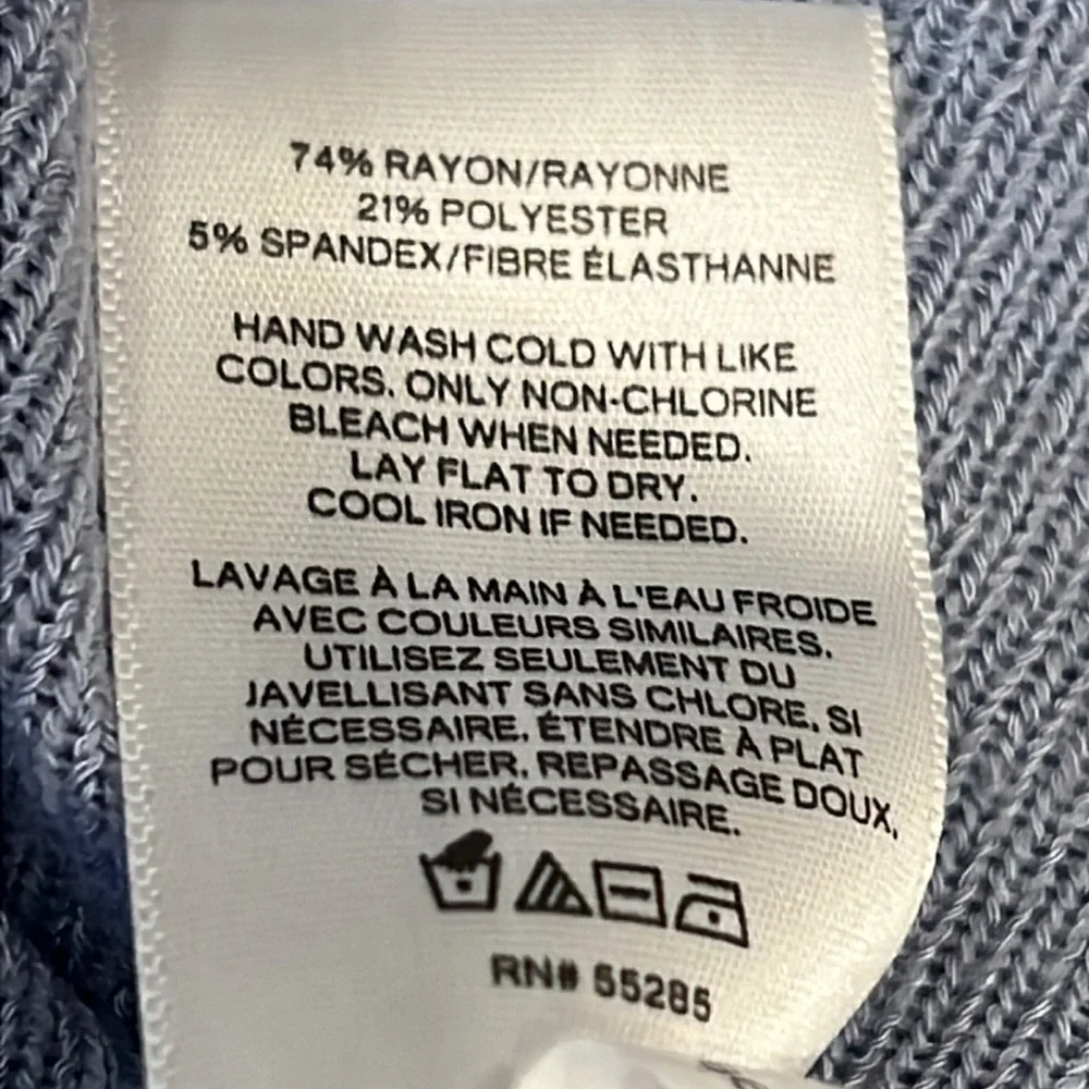 Express One Eleven Blue V-Neck Top Oversized Size Medium Short Sleeve - Picture 6 of 7